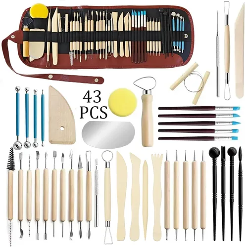 Miniatura 9 de LINPHCEY Juego de 40 herramientas para esculpir arcilla, perfecto para modelado de polímero al aire seco, para principiantes y profesionales, ideal