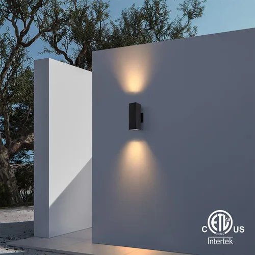 Miniatura 3 de mirrea Moderna luz de porche al aire libre en 2 luces con tubo rectangular de aluminio y cubierta de vidrio templado, aplique de pared impermeable
