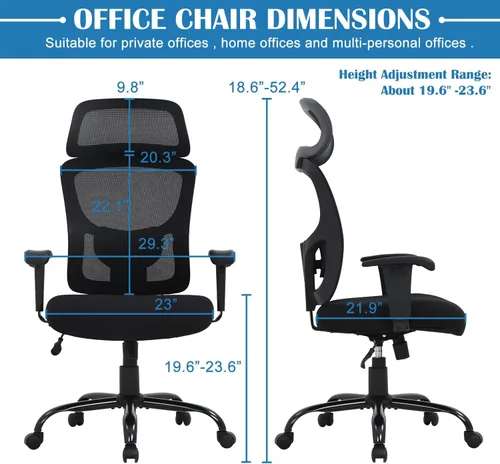 Miniatura 2 de Silla de oficina ergonómica, silla de escritorio de computadora de altura ajustable de 400 libras con soporte lumbar de esponja ajustable, silla