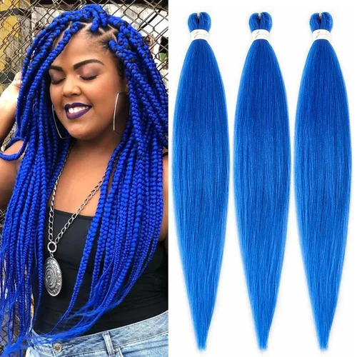Miniatura 30 de Cabello trenzado marrón preestirado de 30 pulgadas, 3 paquetes de cabello trenzado preestirado de color 30 EZ, textura Yaki, extensiones de cabello