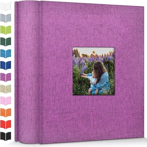 Miniatura 50 de Álbum de fotos Artfeel 4x6 con 300 bolsillos, álbumes de fotos deslizables, libro de memorias con cubierta de lino y ventana frontal, libro de fotos