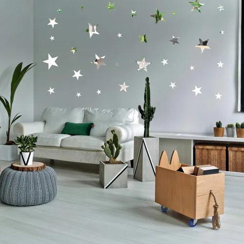 Miniatura 7 de 32 calcomanías de espejo en forma de estrella removibles, calcomanía acrílica para decoración de pared del hogar, sala de estar o dormitorio