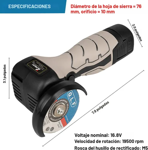 Miniatura 6 de ZFULVO Kit de amoladora angular de cepillo inalámbrico, mini herramienta de molienda angular eléctrica de 19500 rpm con 2 baterías de 16.8 V 2000