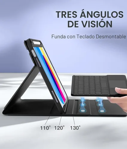 Miniatura 4 de Harvopu Funda compatible con iPad de 11ª y 10ª generación con teclado, funda tipo folio con soporte para Pencil, trackpad multitáctil
