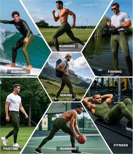 Miniatura 5 de SPVISE Pantalones de compresión para hombre, leggings para deportes, gimnasio, mallas atléticas frescas y secas, capa base para correr, fútbol