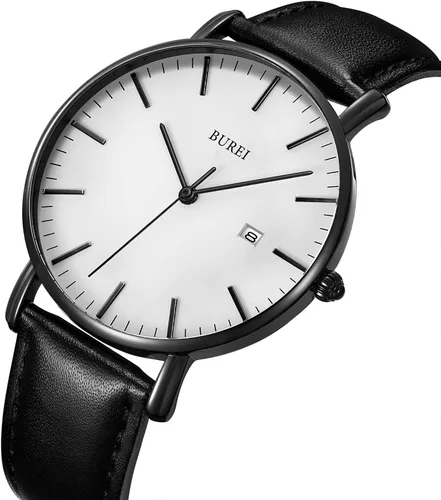 Miniatura 2 de BUREI - Reloj de pulsera analógico para hombre con fecha, extensible de malla de acero inoxidable