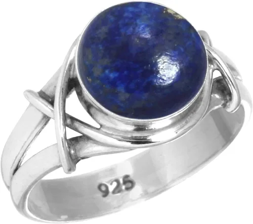 JEWELOPORIUM Anillo hecho a mano de plata de ley 925 para mujer de 0.394 in de piedra preciosa redonda joyería de moda para regalo (99085_R)