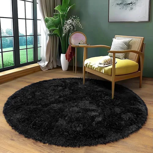 Miniatura 139 de Awaytail Alfombra Esponjosa Lavable 2x3 Pies, Pura Negra Alfombra para Silla de Escritorio Antideslizante, Alfombra Supersuave para Niños