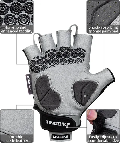 Miniatura 3 de BATFOX Guantes de ciclismo para hombres y mujeres, guantes de bicicleta de medio dedo con almohadilla antideslizante que absorbe los golpes