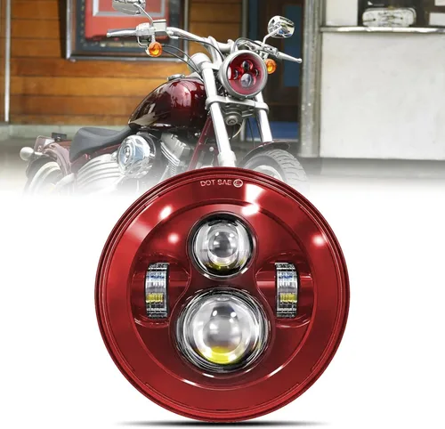 SKTYANTS Faro delantero de motocicleta de 7 pulgadas LED rojo Faro de motocicleta proyector compatible con Touring Street Electra Glide Road King