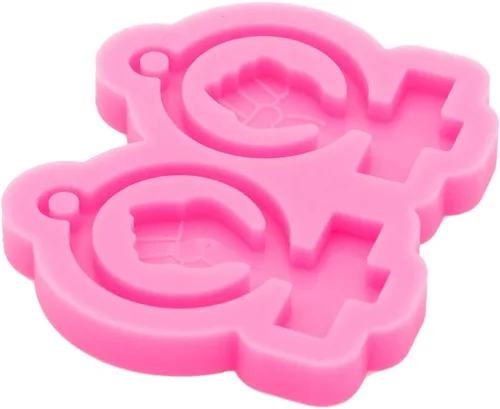 Miniatura 6 de Angel Wings Moldes de aretes con forma de puño súper brillante, silicona, moldes epoxi para manualidades, fabricación de joyas, color rosa