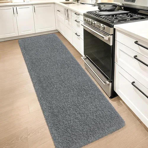Miniatura 18 de Alfombras suaves para dormitorio, alfombra de pasillo de 2 x 6 pies, alfombra de felpa lanuda antideslizante para mesita de noche, sofá, sala