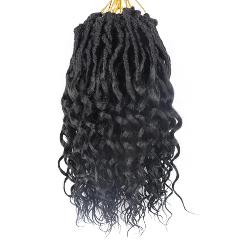 Miniatura 57 de Cabello de ganchillo para mujeres negras Goddess Locs de 14 pulgadas 8 paquetes 613 Locs falsos suaves preenganchados trenzas de ganchillo cabello