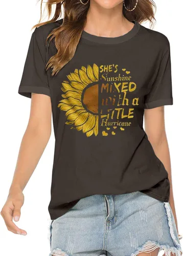 Miniatura 2 de Cicy Bell Women's Cute Sunflower Graphic T Shirts Letter Print Short Sleeve O Neck Summer Casual Cotton Tees Tops