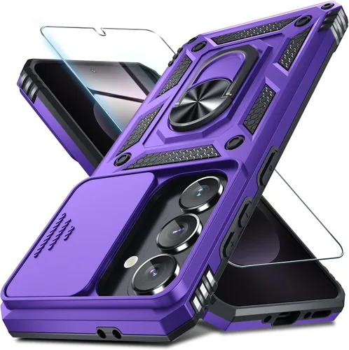 Miniatura 48 de Janmitta Compatible con Galaxy A15 5G Funda con Cubierta Deslizante Integrada para Lente de Cámara + Protector de Pantalla + Soporte de Anillo