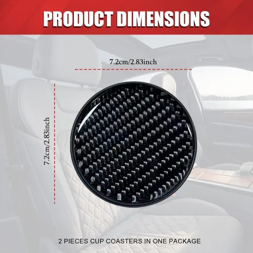 Miniatura 2 de 2 PCS Posavasos para Portavasos de Automóvil, Posavasos Integrados Antideslizantes de Fibra de Carbono, Inserto Universal de Portavasos de 2.75