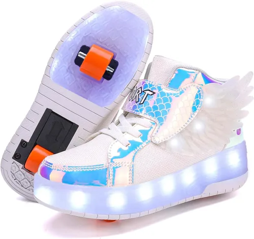 Miniatura 12 de HHSTS Zapatos para niños – Nuevos mejorados con ruedas zapatos de luz LED de colores patines rodantes brillantes zapatos de patinar regalos simples