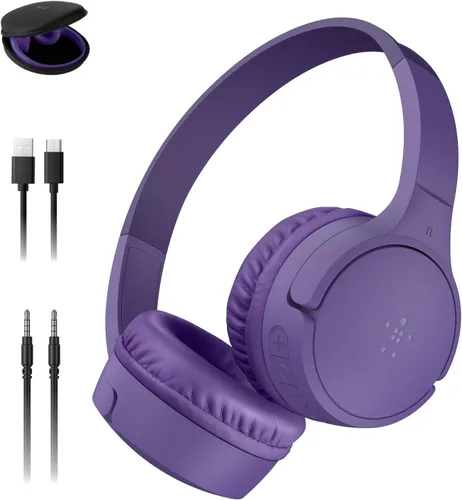 Miniatura 9 de Belkin SoundForm Mini con estuche - Auriculares inalámbricos Bluetooth para niños con vida útil de batería de 30H, límite de volumen seguro de 85dB