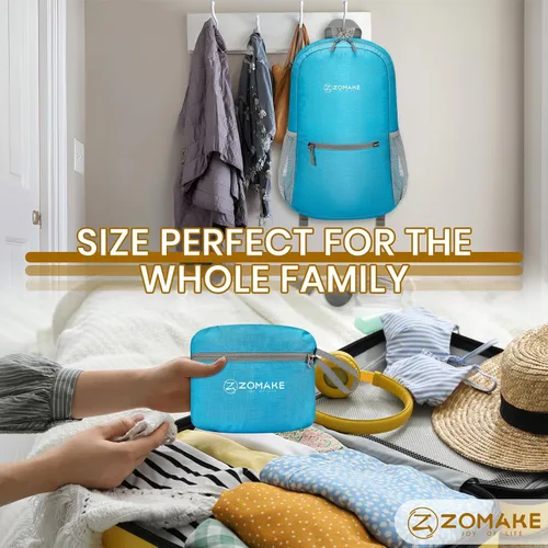 Miniatura 6 de ZOMAKE Mochila de senderismo ultraligera de 20 litros, mochilas pequeñas plegables resistentes al agua para mujeres y hombres (azul celeste)