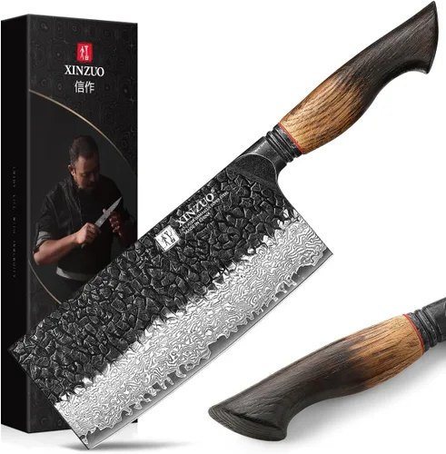 Miniatura 16 de XINZUO Cuchillo Santoku de Damasco Afilado de 7.6 Pulgadas, Cuchillo Profesional de Cocina para Carne de Acero Damasco de 67 Capas para Hogar