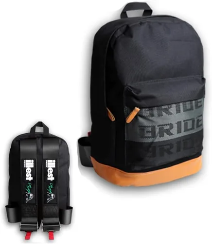 Miniatura 25 de W-POWER JDM Bride Racing Mochila de viaje para laptop con parte inferior marrón con correas de arnés ajustables (ASIMO-BK)