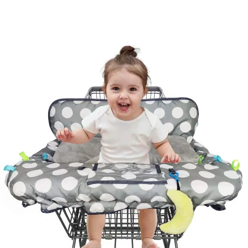 Miniatura 2 de Funda para carrito de compras para bebé, funda de silla alta para niño y niña, forro de cojín para carrito de comestibles, con posicionador de Gris