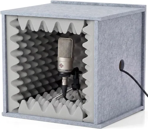 Pushglossy Cubierta insonorizada de escritorio, cabina de grabación vocal portátil, cabina de aislamiento de micrófono vocal, cubo para podcasts de