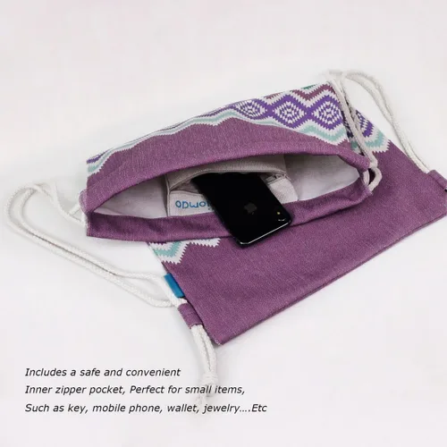 Miniatura 3 de Mochila con cordón Miomao estilo bohemia cadena bolsa lona playa deporte Daypack