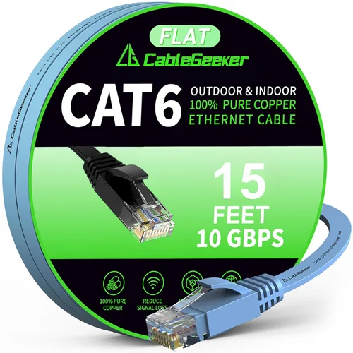 Miniatura 37 de Cable Ethernet Cat 6 de 100 pies, para interiores y exteriores, red de Internet de alta velocidad de 10 Gbps, cable de conexión Ethernet plano