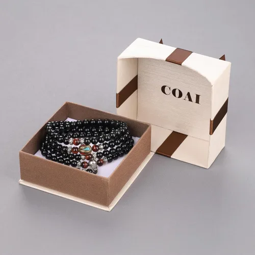 Miniatura 12 de COAI Pulsera de piedra obsidiana negra Collar Mala Beads 108