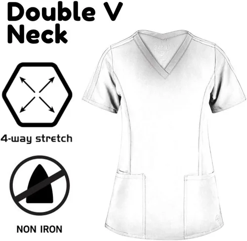 Miniatura 27 de Conjunto de 7 bolsillos Tali & Maya de enfermería para mujer, conjunto de uniforme médico diario para mujer, 3 bolsillos, parte superior, 4