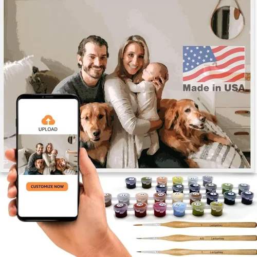 Ledgebay Kit de Pintura por Números Personalizado para Adultos, Color por Números para Adultos, Kits de Pintura por Números para Adultos, Kit de Sin