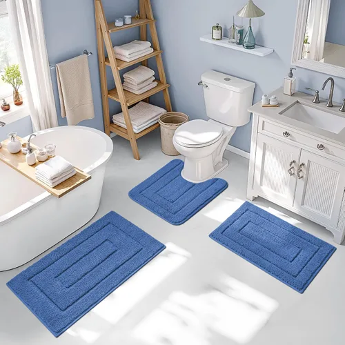 Miniatura 5 de GRANNY SAYS Juego de 2 alfombras de baño suaves para baño, alfombras de baño antideslizantes y lavables, alfombras de baño absorbentes para bañera