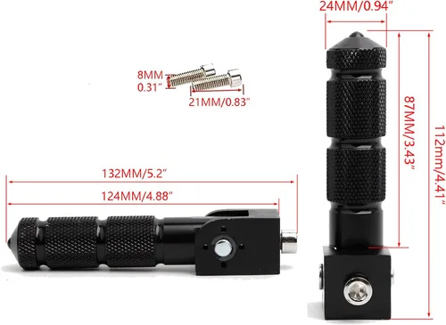 Miniatura 5 de Minho Negro CNC Reposapiés Plegables para Motocicleta y Bicicleta, Clavijas M8, Apoyapiés Trasero para Mini Bicicleta, Partes para Honda Grom