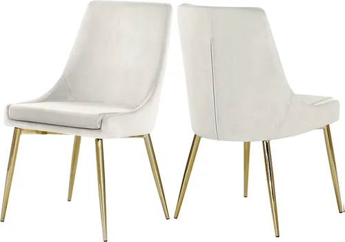 Miniatura 12 de Meridian Furniture Karina Collection Modern - Silla de comedor tapizada de terciopelo contemporánea con patas de metal resistentes, juego de 2, 19.5