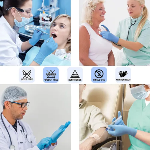 Miniatura 5 de Safe Health Nitrile Exam Gloves – 4 mil, Latex-Free, Powder-Free, Disposable, Blue, Medical Grade, Food, Cleaning Use