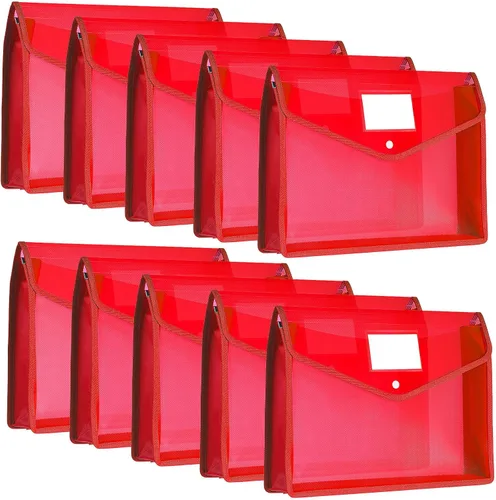 Miniatura 11 de Carpetas de plástico para archivos, 10 piezas, sobre expandible, carpeta organizadora de documentos con cierre a presión y bolsillo, bolsa Negro