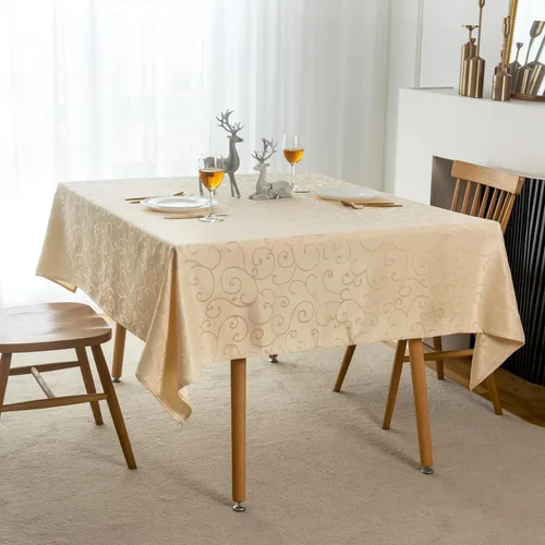 Miniatura 18 de Marina Decoration Mantel jacquard impermeable grueso elegante con ramas de damasco sólido de alta calidad, decorativo para el hogar, cocina, Crema