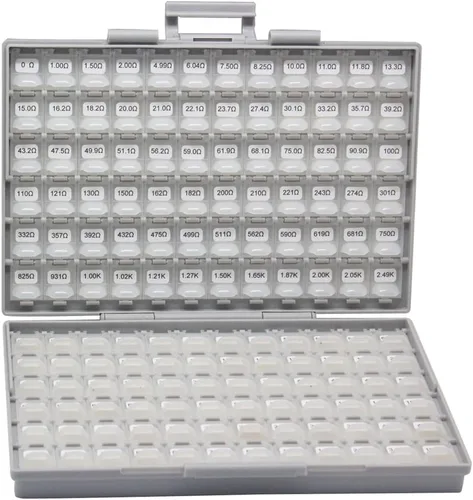 AideTek Resistencia de montaje en superficie de tamaño 0402 144 valores, 100 unidades/valor 1% Kit de resistencias de muestra distribuido en caja