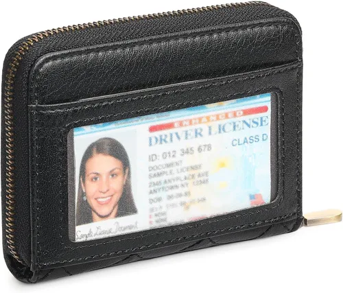 Miniatura 9 de FALAN MULE Cartera de Cuero para Tarjetas de Crédito con Bloqueo RFID Pequeña para Mujeres con Muñequera, Azul claro, Vintage