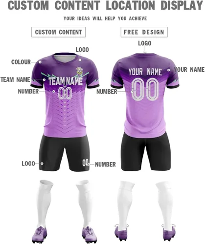 Miniatura 3 de Camiseta de fútbol personalizada para hombres, mujeres y niños, número de nombre personalizado, camisetas deportivas y pantalones cortos añaden