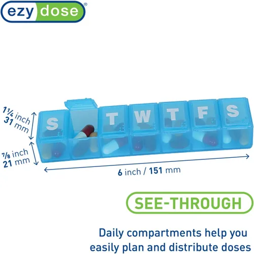 Miniatura 2 de EZY DOSE Weekly (7-Day) Daily Pill Case, Medicine Planner, Vitamin Organizer, Supplement Container, Convenient and Easy to Use, Large Compartments