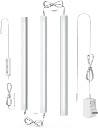 Miniatura 17 de ASOKO Iluminación LED regulable para debajo del armario para cocina, 6 barras de luz LED de 12 pulgadas, luz LED de armario blanca cálida 3000 K, 12