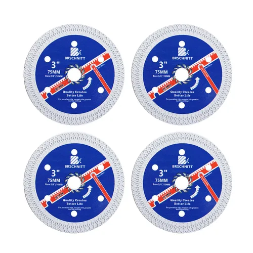 Miniatura 13 de Hoja de sierra de porcelana de diamante superfina con dientes en X, 2 piezas de 3 pulgadas (2.953 in) x eje de 3/8 pulgadas (0.394 in), disco