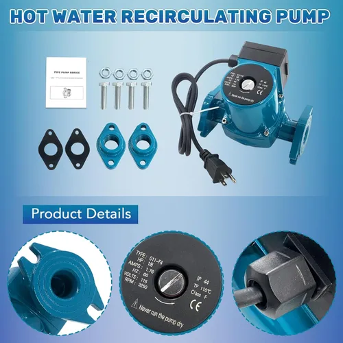 Miniatura 7 de 0011-F4 Hot Water Circulator Pump 1/8 HP 115V, 0–31 GPM Cast Iron Circulating Pump, Compatible with Ta-co 0011-BF4-J, Flanged Hydronic Heating Pumps