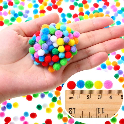 Miniatura 2 de Shappy 2000 pompones de 0.3 in para hacer manualidades, mini bolas pequeñas de Navidad de colores surtidos, pompones elásticos para suministros