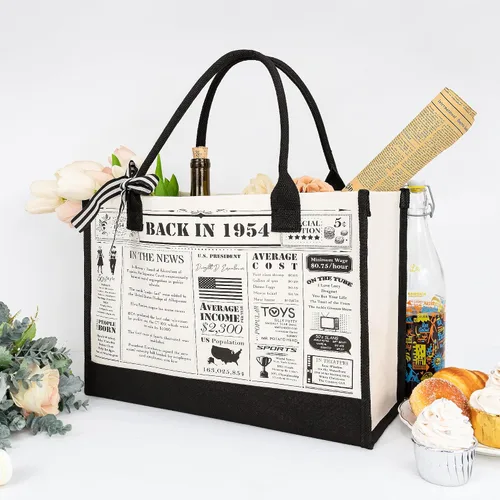 Miniatura 6 de Crisky Regalos de cumpleaños número 70 para mujer, bolsa de lona vintage 1954, bolsa de playa para esposa, hermana, madre, tía, amigos, regalos