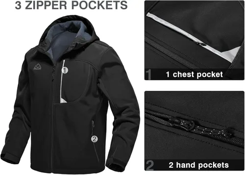 Miniatura 4 de Rdruko Chaqueta Softshell para hombre, con cremallera completa, impermeable, senderismo, escalada, con capucha