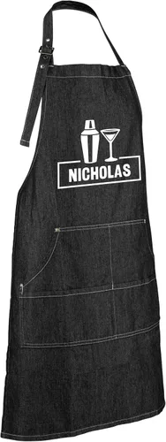 Miniatura 3 de Hot4TShirts Delantal personalizado para hombres y mujeres - Delantal de camarero de mezclilla personalizado con bolsillos - Regalos de bartending