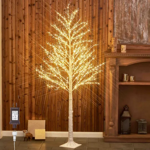 Miniatura 9 de Hairui Árbol de rama blanca alpina iluminada con luces de hadas de 6 pies y 810 LED para decoración de interiores, exteriores, hogar y Navidad